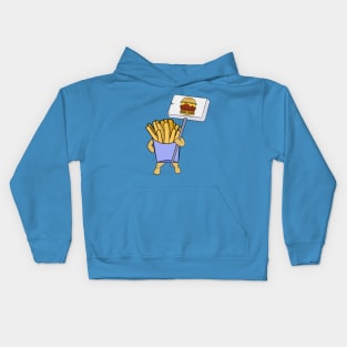 French fries protesting in favor of hamburgers Kids Hoodie